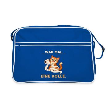 War mal eine Rolle Katze - Retro Tasche - Blau/Weiß - Vorne