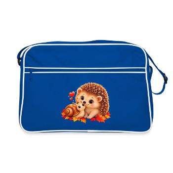 Igel & Schnecke - Retro Tasche - Blau/Weiß - Vorne