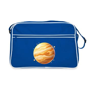 Goldplanet Jupiter Wirbel - Retro Tasche - Blau/Weiß - Vorne