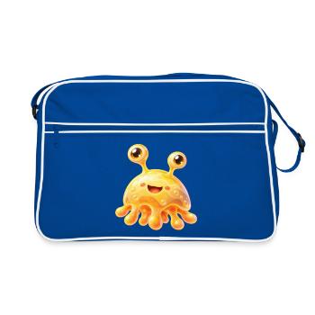 Sonniger Schleimfreund Gelb - Retro Tasche - Blau/Weiß - Vorne