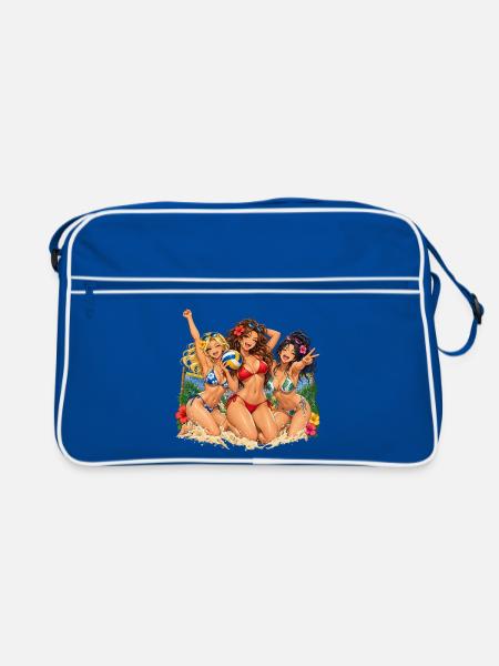 Beach Volley Besties - Retro Tasche - Blau/Weiß