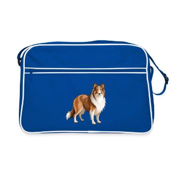 Collie Dog steht - Retro Tasche - Blau/Weiß - Vorne