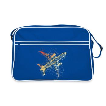 Flugzeug Skizze Vintage - Retro Tasche - Blau/Weiß - Vorne