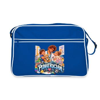 Infantiler Kinderarzt – Kuscheln und Diagnostik - Retro Tasche - Blau/Weiß - Vorne