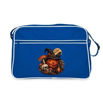 Dunkle Magie: Exklusives Halloween-Design - Retro Tasche - Blau/Weiß - Vorne