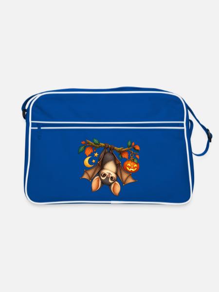Sternenklare Halloween-Fledermaus - Retro Tasche - Blau/Weiß