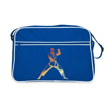 Karate Vintage Look - Retro Tasche - Blau/Weiß - Vorne