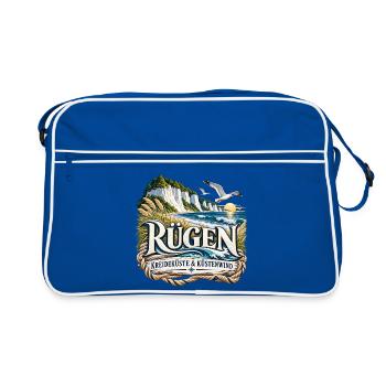 Rügen Küstenwind Kreideküste - Retro Tasche - Blau/Weiß - Vorne