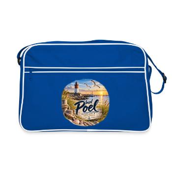 Insel Poel Ostseeluft Design - Retro Tasche - Blau/Weiß - Vorne