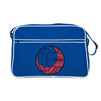 Retro Fussball Lederball Icon - Retro Tasche - Blau/Weiß - Vorne