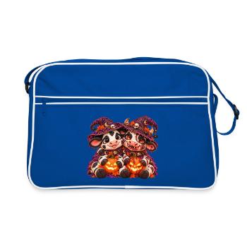 Halloween-Kuh-Umarmung (Yin Yang) - Retro Tasche - Blau/Weiß - Vorne