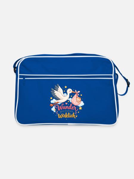 Wunder geschehen wirklich Storch Baby - Retro Tasche - Blau/Weiß