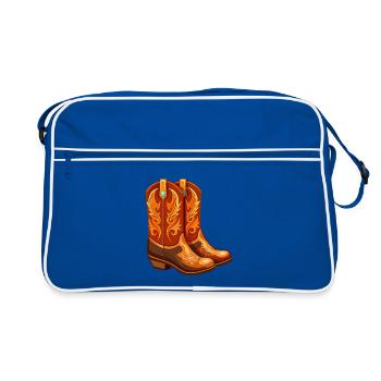Cowgirl-Stiefel - Retro Tasche - Blau/Weiß - Vorne