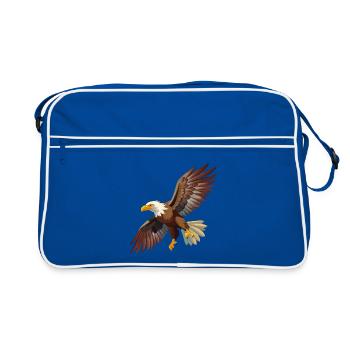 Fliegender Weißkopfseeadler - Retro Tasche - Blau/Weiß - Vorne