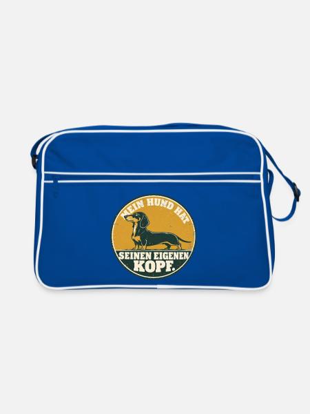 Dackel - Die haben richtig Persönlichkeit - Retro Tasche - Blau/Weiß