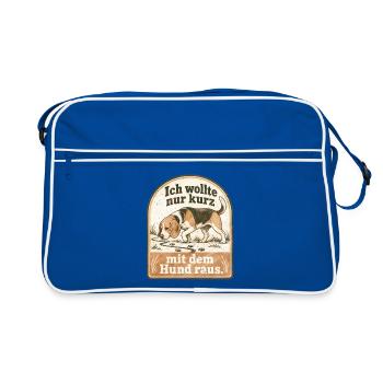 Beagle - Bin gleich wieder da. Ja, klar. - Retro Tasche - Blau/Weiß - Vorne