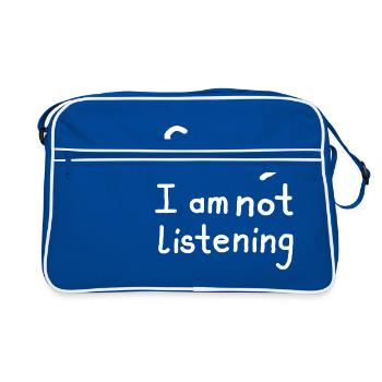 sorry i am not listening funny gift - Retro Bag - blue/white - Front