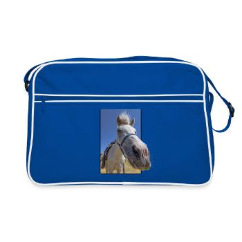 Visage de cheval drôle - Sac Retro - bleu/blanc - Devant