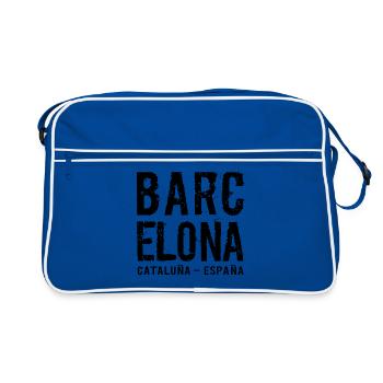 Barcelona, Katalonien, Spanien, Mittelmeer - Retro Tasche - Blau/Weiß - Vorne