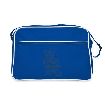 Zentangle Wildflowers with White Moon - Retro Bag - blue/white - Front