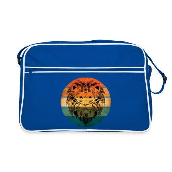 Retro Sunset Lion Face Mandala Style Africa Lion - Retro Bag - blue/white - Front