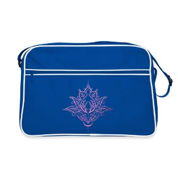Lotus, lotus flower with moon. Yoga. Pink. - Retro Bag - blue/white - Front