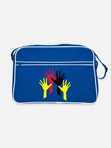 haende - Retro Tasche - Blau/Weiß - Vorne