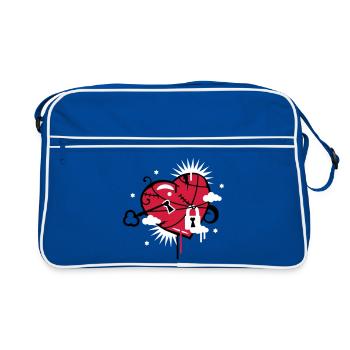 laced & repaired heart with keyhole - Retro Bag - blue/white - Front