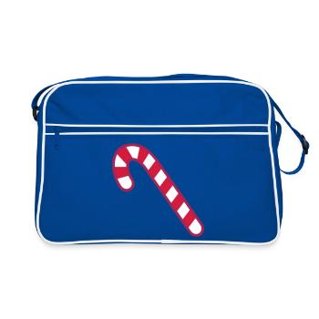 candy cane candy cane gnome elf elf - Retro Bag - blue/white - Front