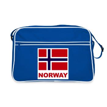 Norwegen Norwegen Flagge - Retro Tasche - Blau/Weiß - Vorne