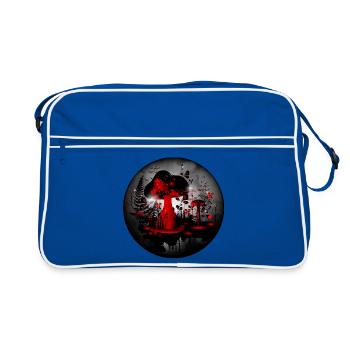 surréaliste rouge noir champignon aquarelle la nuit - Sac Retro - bleu/blanc - Devant