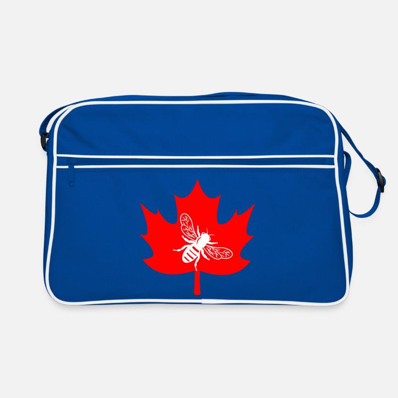Canada white bee in maple leaf beekeeper logo Retro Bag