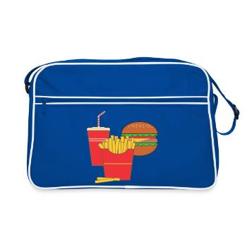 Pommesbuden-Logo "Fast Food" - Retro Tasche - Blau/Weiß - Vorne