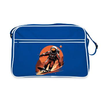Astronaute faisant la course sur une planche à roulettes sur Mars - Sac Retro - bleu/blanc - Devant
