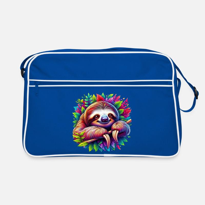 Faultier - Retro Tasche - Blau/Weiß