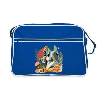 Fier gorille avec banane en environnement tropical - Sac Retro - bleu/blanc - Devant