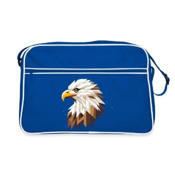 Geometric bald eagle – symbol of strength - Retro Bag - blue/white - Front
