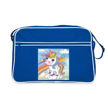 Rainbow Unicorn - Retro Bag - blue/white - Front