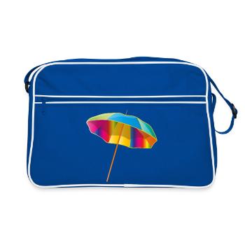Bunter Sonnenschirm in leuchtenden Farben - Retro Tasche - Blau/Weiß - Vorne