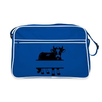 Silhouette de vache avec espace de texte – Chemise de ferme - Sac Retro - bleu/blanc - Devant