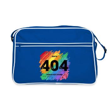 Lebendiger Regenbogen Fehler 404 Design - Retro Tasche - Blau/Weiß - Vorne