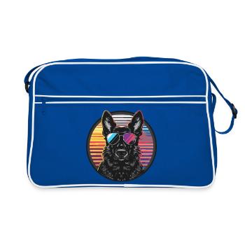 Chien cool avec des lunettes de soleil - Sac Retro - bleu/blanc - Devant