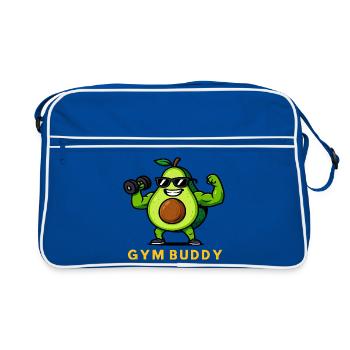 Fitness avocat gym copain musculation dessin animé - Sac Retro - bleu/blanc - Devant