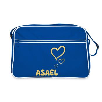 Geschenk für Asael - Retro Tasche - Blau/Weiß - Vorne