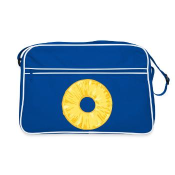 Ananasscheibe im tropischen Illustrationsstil - Retro Tasche - Blau/Weiß - Vorne