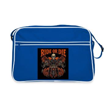 Ride or Die Skull Rider - Retro Tasche - Blau/Weiß - Vorne