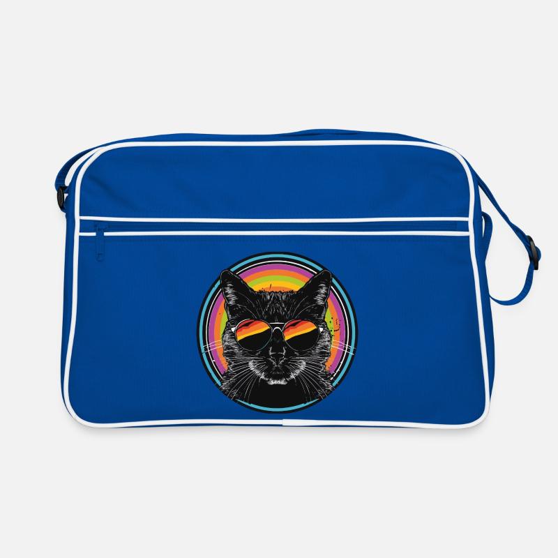 Rainbow-Katze mit Sonnenbrille Retro Tasche