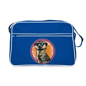 Suricate avec des lunettes de soleil rétro - Sac Retro - bleu/blanc - Devant