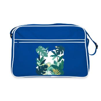 Nature de la jungle forêt feuilles paysage - Sac Retro - bleu/blanc - Devant