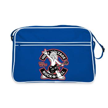 High Voltage Rock'n'Roll Cartoon Guitarist - Retro Bag - blue/white - Front